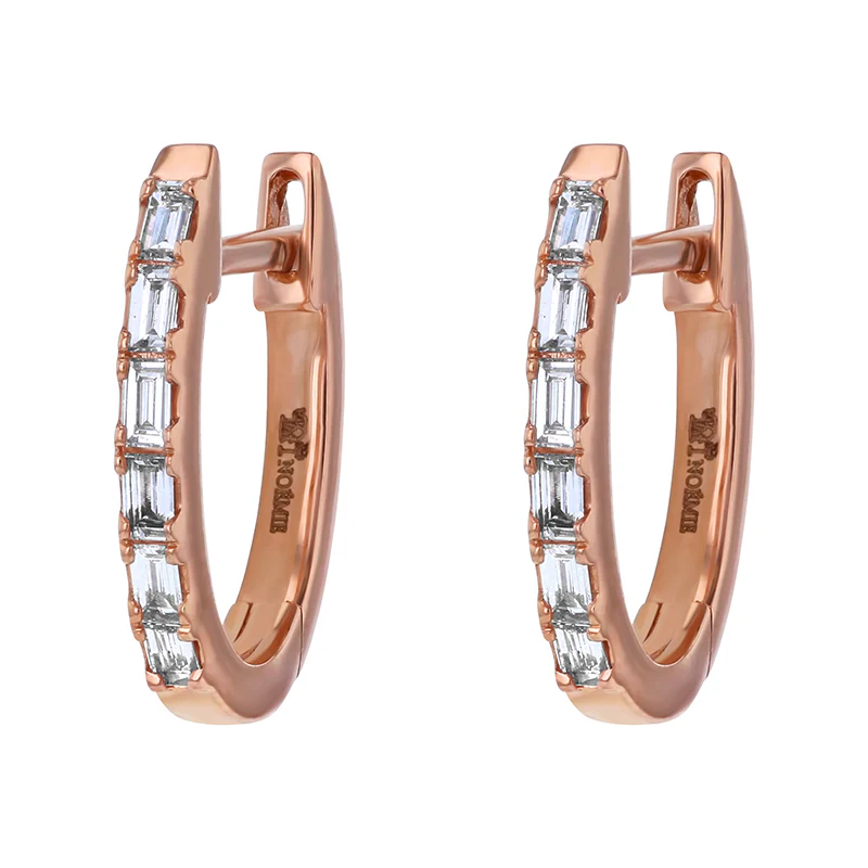 Huggie Baguette Earrings - 18K Gold | VS Clarity Natural Diamonds - Image 3