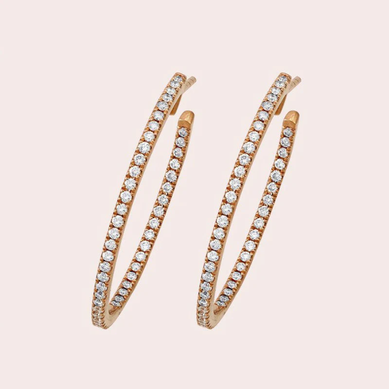 2 Carat Diamond Hoop Earrings - 18K Gold | VS Clarity Natural Diamonds - Image 3