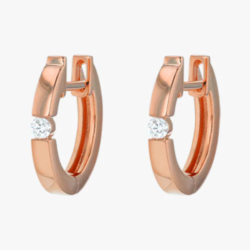 Single Stone Huggies - 18K Gold | VS Clarity Natural Diamonds - Image 3