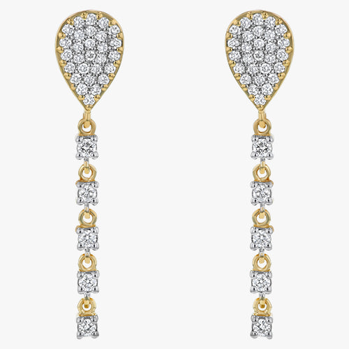 Teardrop Dangle Diamond Earrings - 18K Gold | VS Clarity Natural Diamonds - Image 4