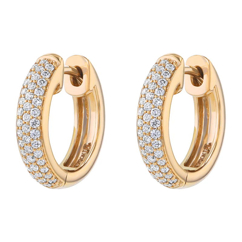 3 Row Pavé Earrings - 14K Gold | VS Clarity Lab Grown Diamonds - Image 2