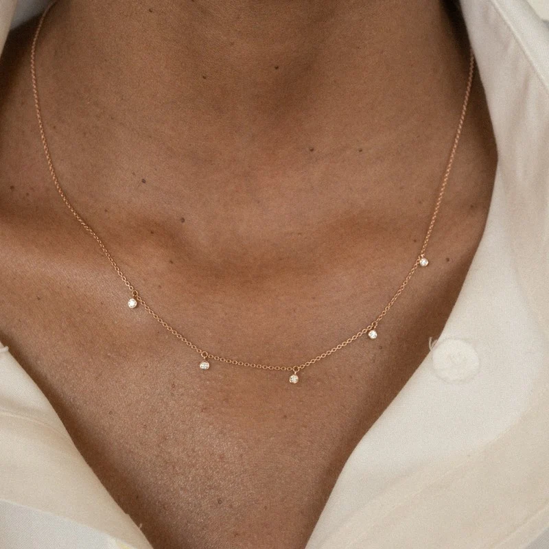 5 Diamond Necklace - 18K Gold | VS Clarity Natural Diamonds - Image 6