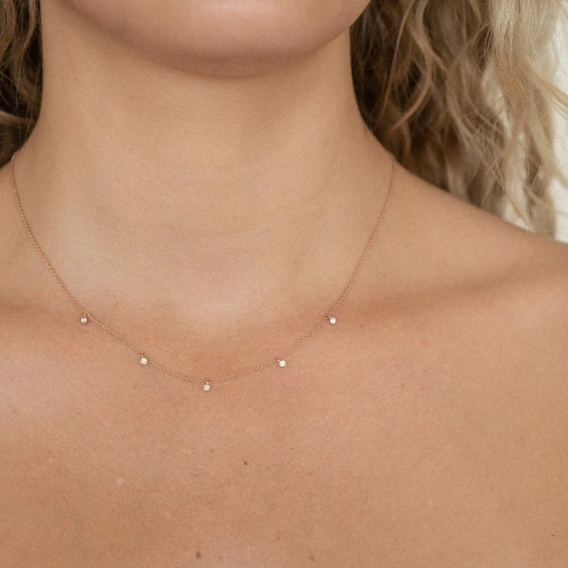 5 Diamonds Necklace - 14K Gold | VS Clarity Lab Grown Diamonds - Image 7