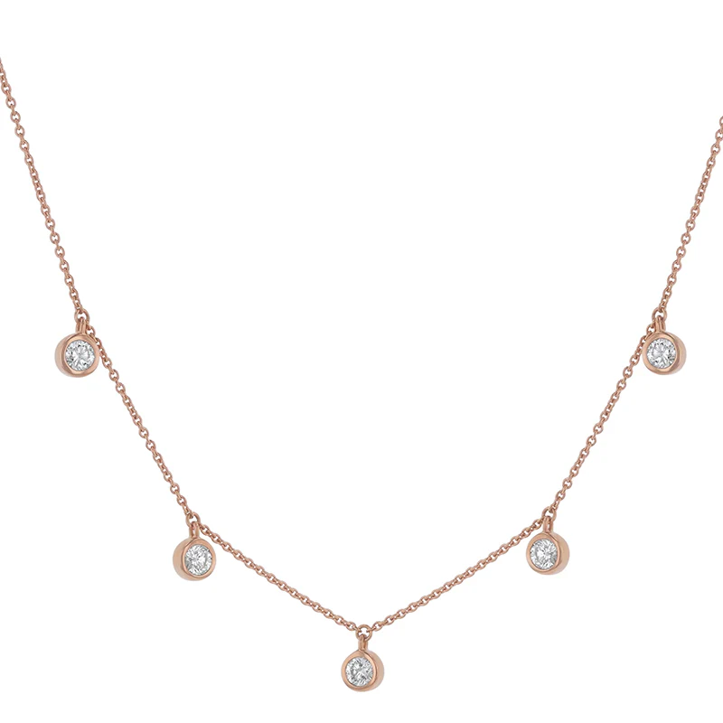 5 Diamond Necklace with 0.75 Carats - 14K Gold | VS Clarity Lab Grown Diamonds - Image 2