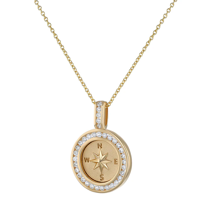 Compass Pendant Necklace - 14K Gold | VS Clarity Lab Grown Diamonds - Image 2