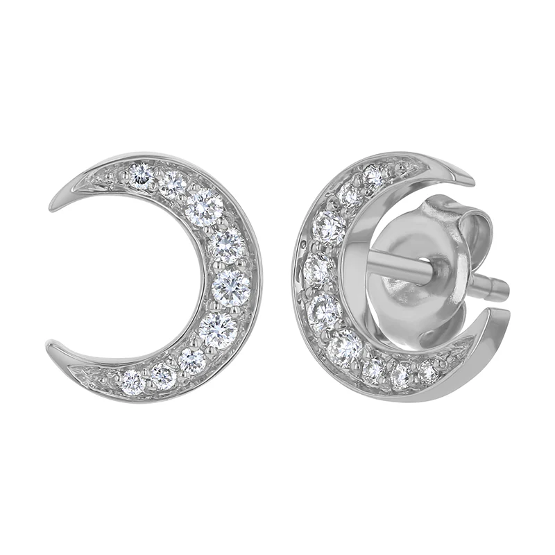 Crescent Moon Studs - 14K Gold | VS Clarity Lab Grown Diamonds - Image 5