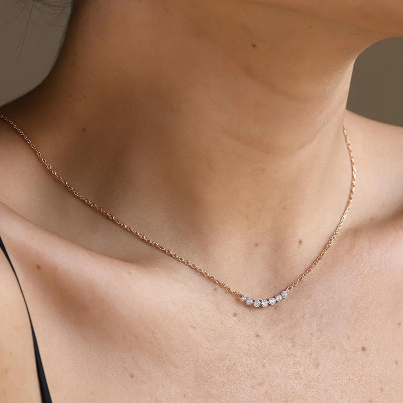 Diamond Crescent Necklace - 18K Gold | VS Clarity Natural Diamonds - Image 4