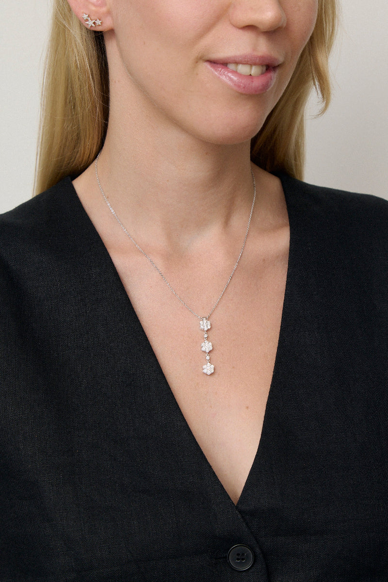 Flower Drop Diamonds Pendant - 18K Gold | VS Clarity - Image 3