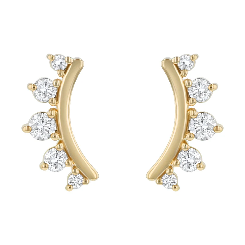 Diamond Curved Helix Climber Earrings - 18K Gold | VS Clarity Natural Diamonds - Image 5