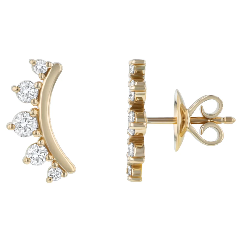 Diamond Curved Helix Climber Earrings - 18K Gold | VS Clarity Natural Diamonds - Image 3