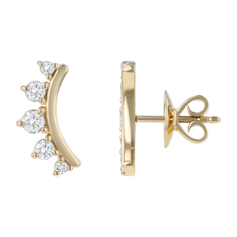 Gold Curved Helix Climber Earrings - 14K Gold | VS Clarity Lab Grown Diamonds - Image 5