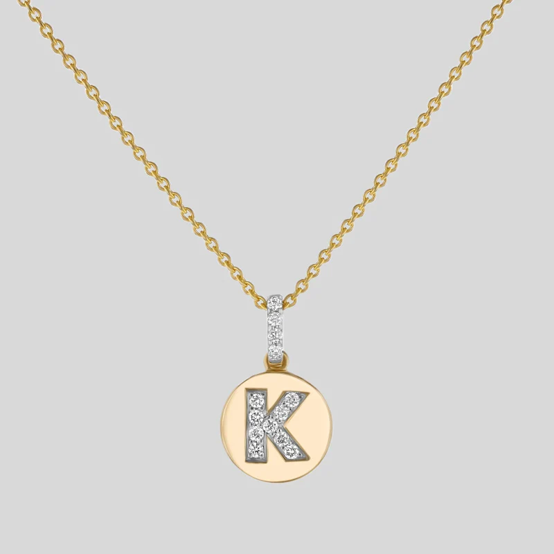 Diamond Initial Pendant Necklace - 18K Gold | VS Clarity - Image 11