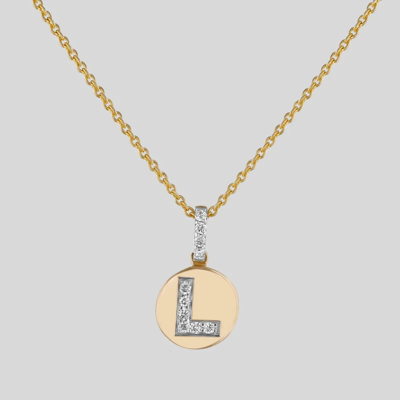Diamond Initial Pendant Necklace - 18K Gold | VS Clarity - Image 12
