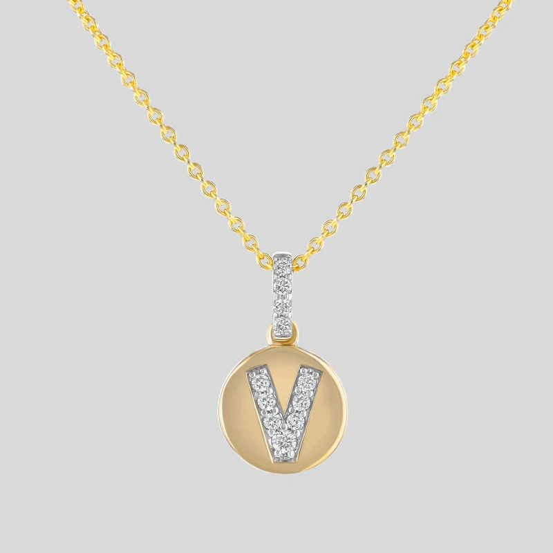 Diamond Initial Pendant Necklace - 18K Gold | VS Clarity - Image 24
