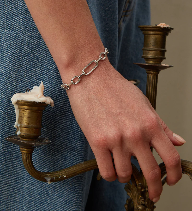 White Gold Diamond Link Bracelet - 14K Gold | VS Clarity Lab Grown Diamonds