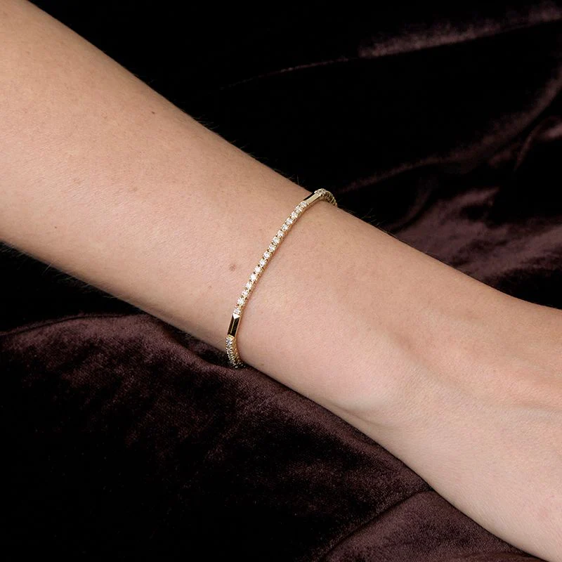 Diamond Tennis Bracelet with Gold Bar Links - 14K Gold | VS Clarity Lab Grown Diamonds - Image 4