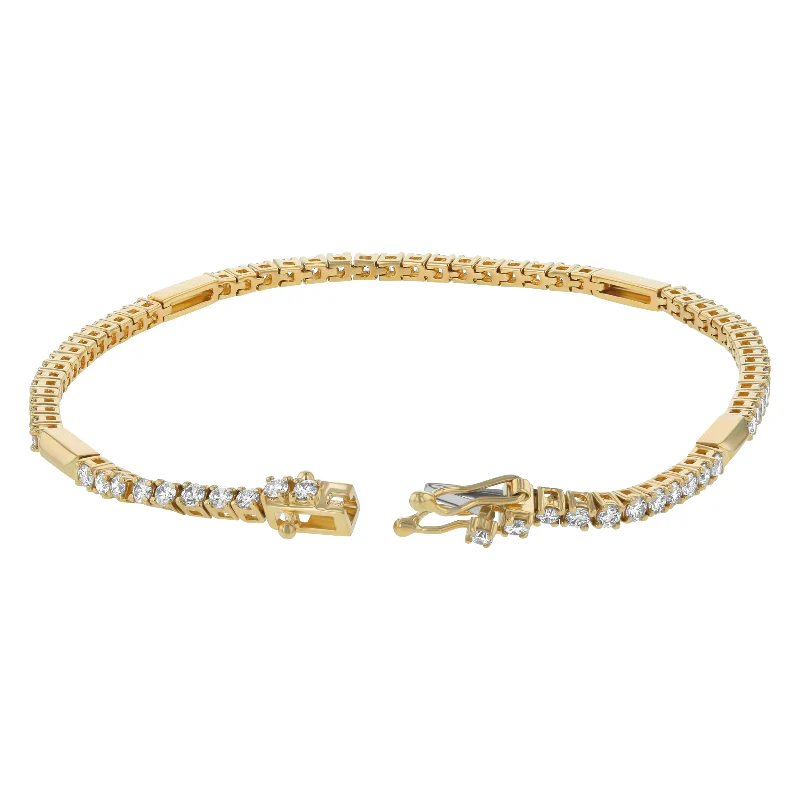 Diamond Tennis Bracelet with Gold Bar Links - 14K Gold | VS Clarity Lab Grown Diamonds - Image 5