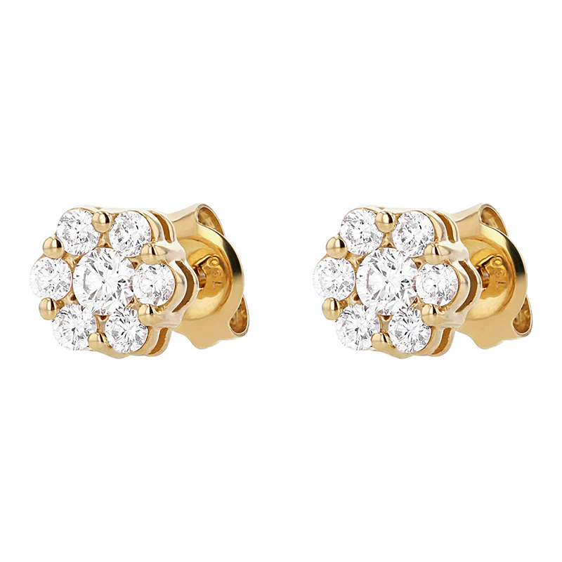 Flower Diamond Stud Earrings with 0.50 Carats - 18K Gold | VS Clarity Natural Diamonds - Image 3