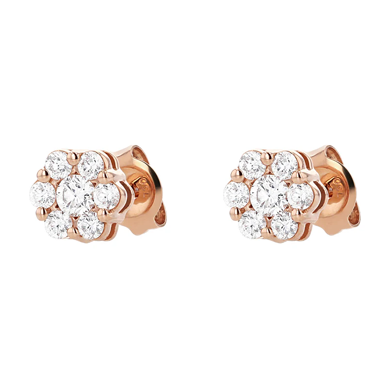 Flower Diamond Stud Earrings with 0.50 Carats - 18K Gold | VS Clarity Natural Diamonds - Image 4
