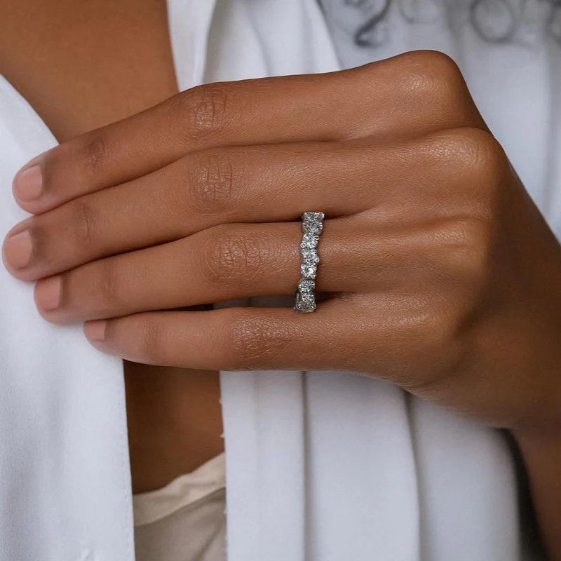 Half Eternity Multi Shape Diamond Ring - 18K Gold | VS Clarity Natural Diamonds - Image 3