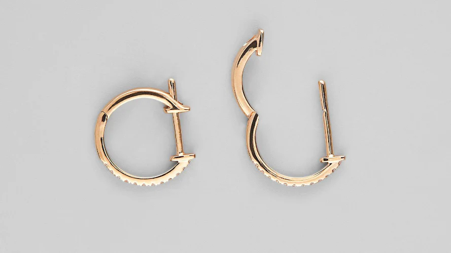 Huggie Earrings - 18K Gold | VS Clarity Natural Diamonds - Image 7