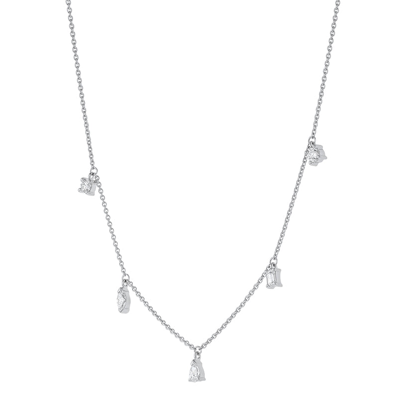 Multi Shape 5 Diamonds Necklace - 14K Gold | VS Clarity Lab Grown Diamonds