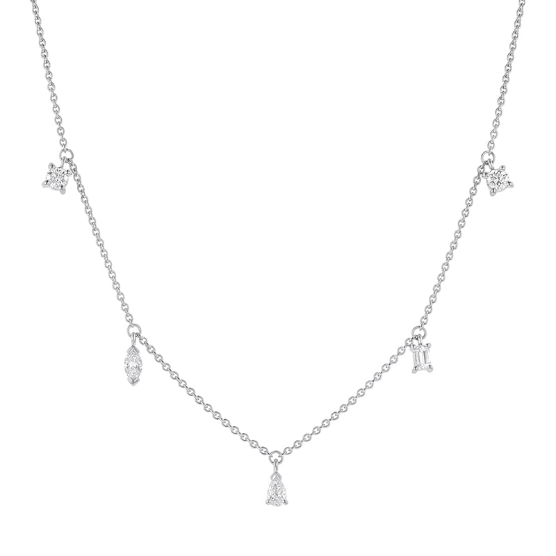 Multi Shape 5 Diamonds Necklace - 14K Gold | VS Clarity Lab Grown Diamonds - Image 2