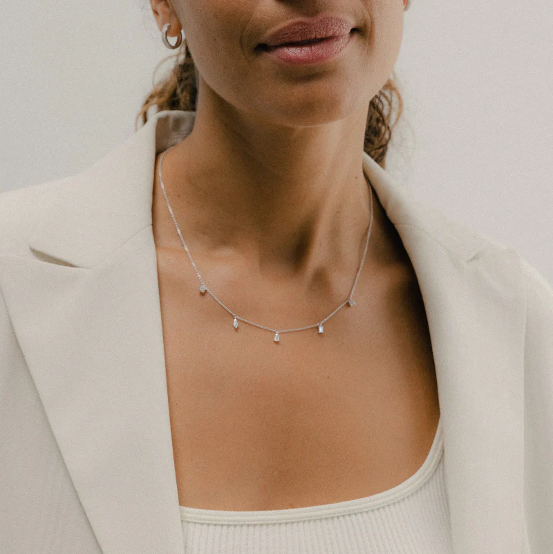Multi Shape 5 Diamonds Necklace - 14K Gold | VS Clarity Lab Grown Diamonds - Image 3