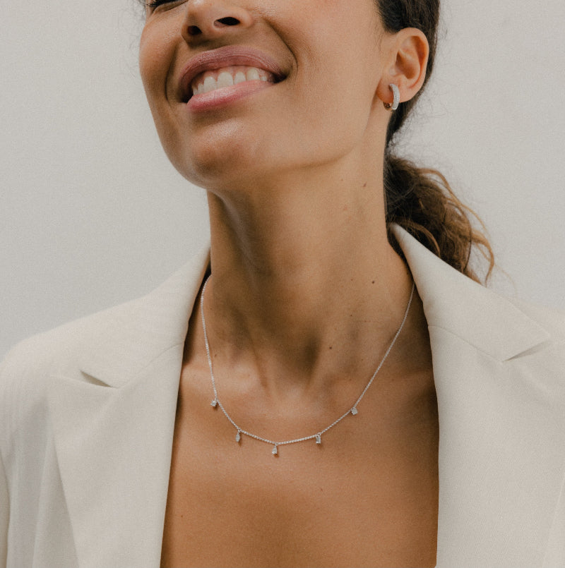 Multi Shape 5 Diamonds Necklace - 14K Gold | VS Clarity Lab Grown Diamonds - Image 4