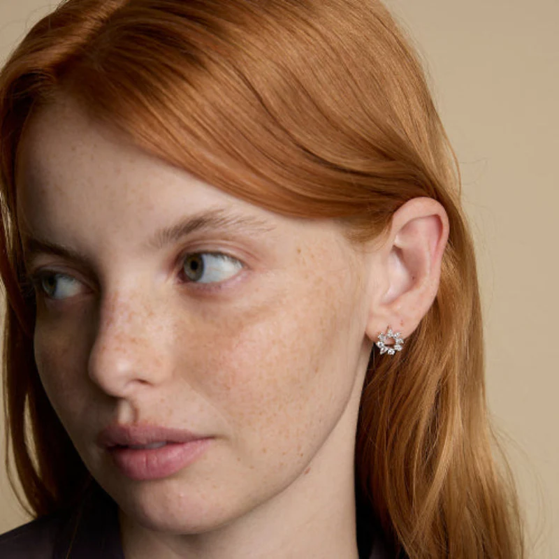 Multi Shape Diamond Circle Earrings - 14K Gold | VS Clarity Lab Grown Diamonds
