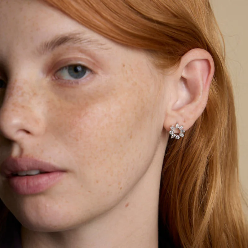 Multi Shape Diamond Circle Earrings - 14K Gold | VS Clarity Lab Grown Diamonds - Image 2