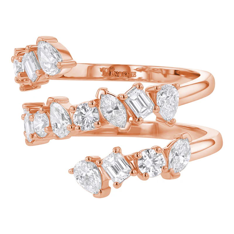 Multi Shape Diamond Spiral Ring - 14K Gold | VS Clarity Lab Grown Diamonds - Image 4