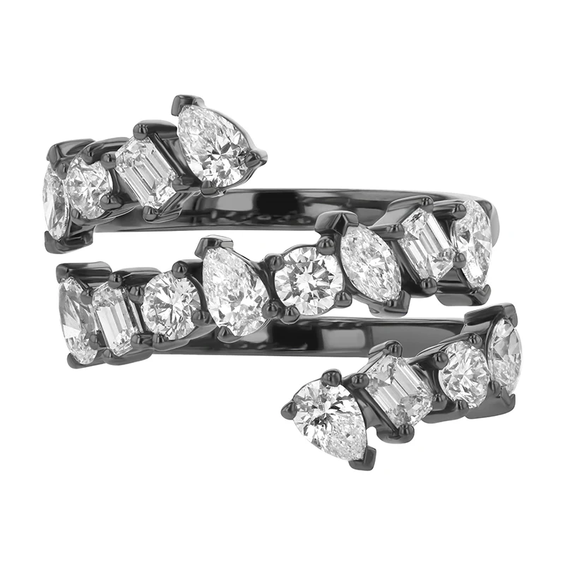 Multi Shape Diamond Spiral Ring - 14K Gold | VS Clarity Lab Grown Diamonds - Image 5