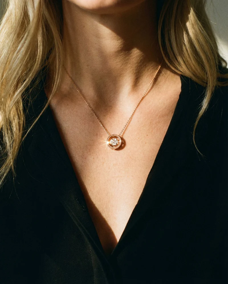 Rumba Dancing Diamond Necklace - 14K Gold | VS Clarity Lab Grown Diamonds