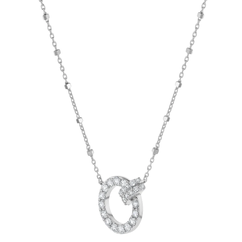 Pavé Diamond Open Circle Pendant Necklace - 14K Gold | VS Clarity Lab Grown Diamonds - Image 3