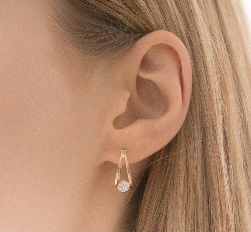 1920's Split Hoop Diamond Earrings - 14K Gold | VS Clarity Lab Grown Diamonds - Image 3