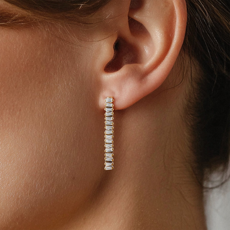 Baguette Cluster Drop Earrings - 14K Gold | VS Clarity Lab Grown Diamonds