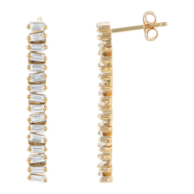 Baguette Cluster Drop Earrings - 14K Gold | VS Clarity Lab Grown Diamonds - Image 4