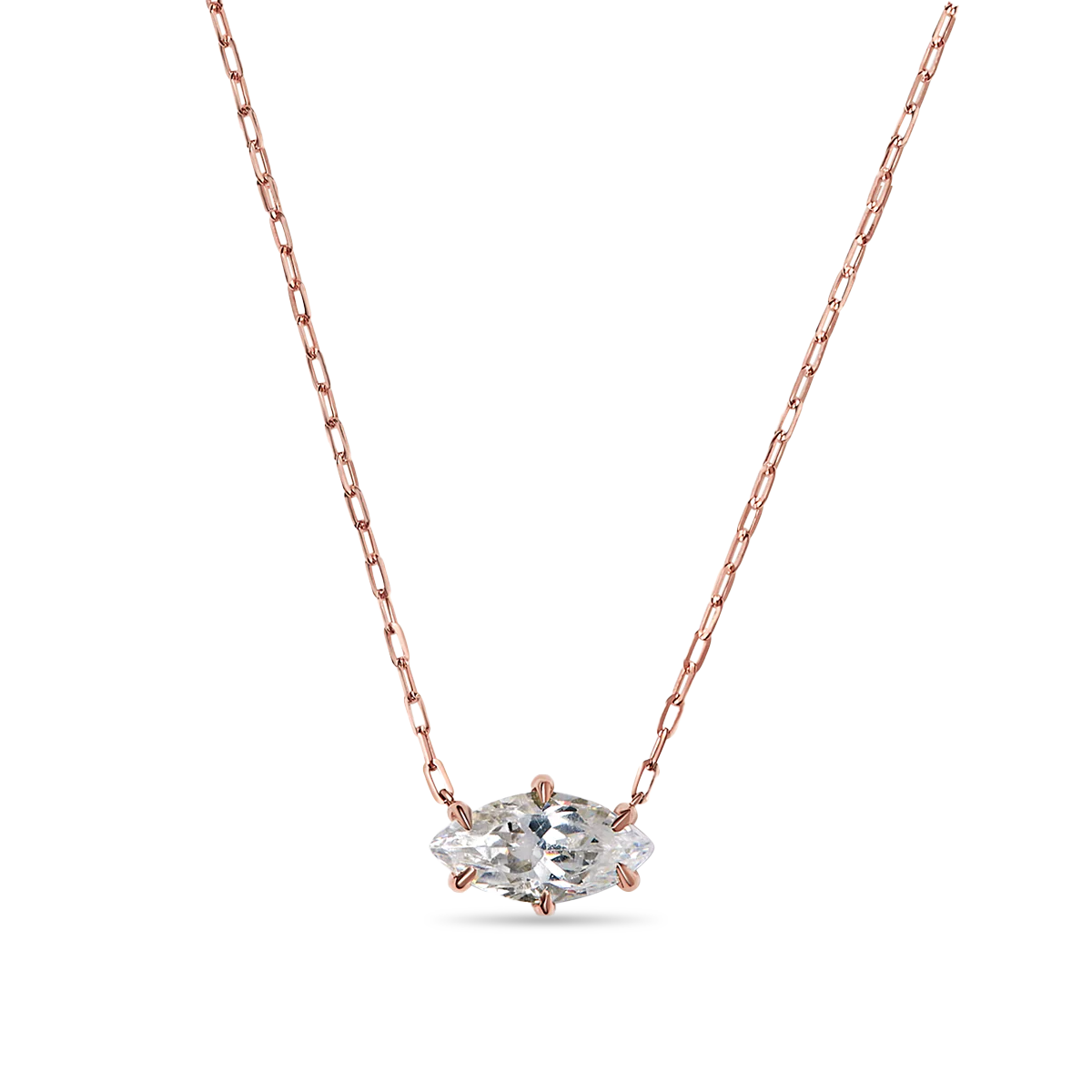 Marquise Cut Diamond Solitaire Pendant - 18K Gold - Image 3