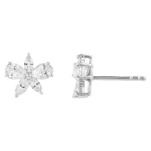 Marquise Diamonds Flower Stud Earrings - 18K | VS Clarity Natural Diamonds - Image 6