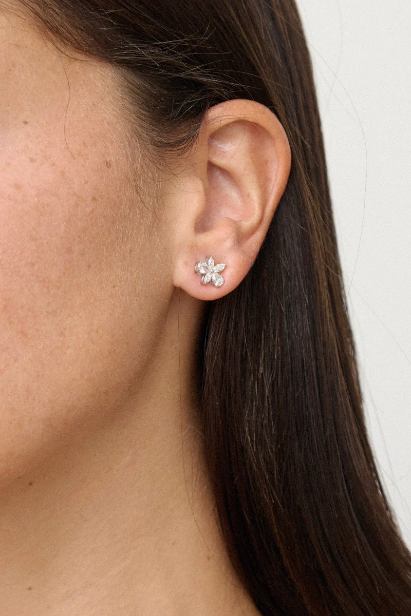 Marquise Diamonds Flower Stud Earrings - 18K | VS Clarity Natural Diamonds - Image 5