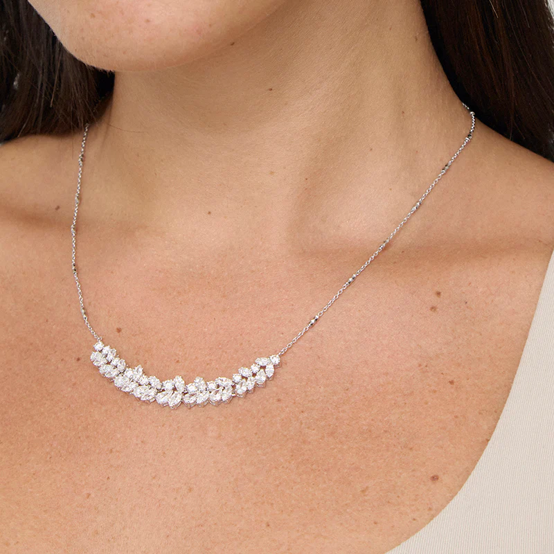 Multi Cut Diamonds Halfway Tennis Necklace - 18K Gold | SI Clarity - Image 2