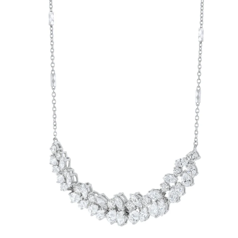Multi Cut Diamonds Halfway Tennis Necklace - 18K Gold | SI Clarity - Image 3