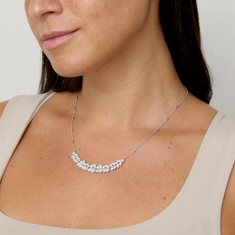Multi Cut Diamonds Halfway Tennis Necklace - 18K Gold | SI Clarity - Image 5