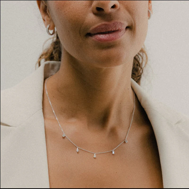 Multi Shape 5 Diamond Necklace - 18K Gold | VS Clarity Natural Diamonds - Image 3