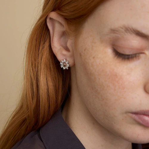 Multi Shape Diamond Circle Earrings - 18K Gold | VS Clarity Natural Diamonds - Image 6
