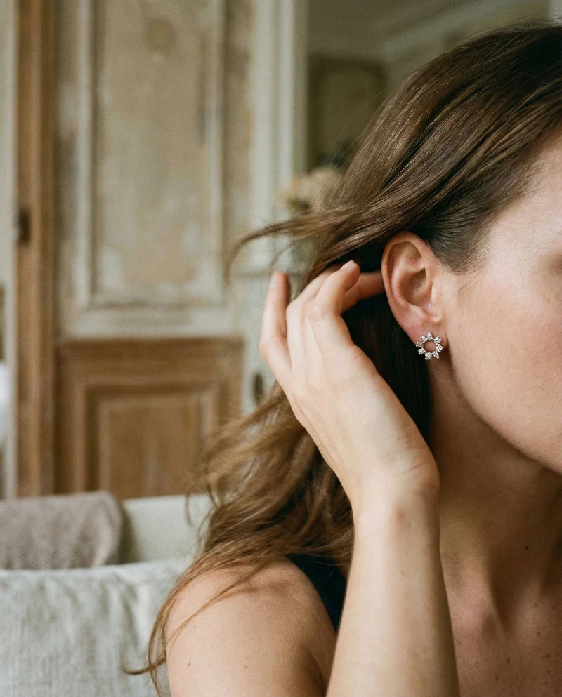 Multi Shape Diamond Circle Earrings - Sterling Silver | VS Clarity Lab Diamonds