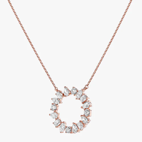 Multi Shape Diamond Circle Necklace - 18K Gold | VS Clarity Natural Diamonds - Image 5