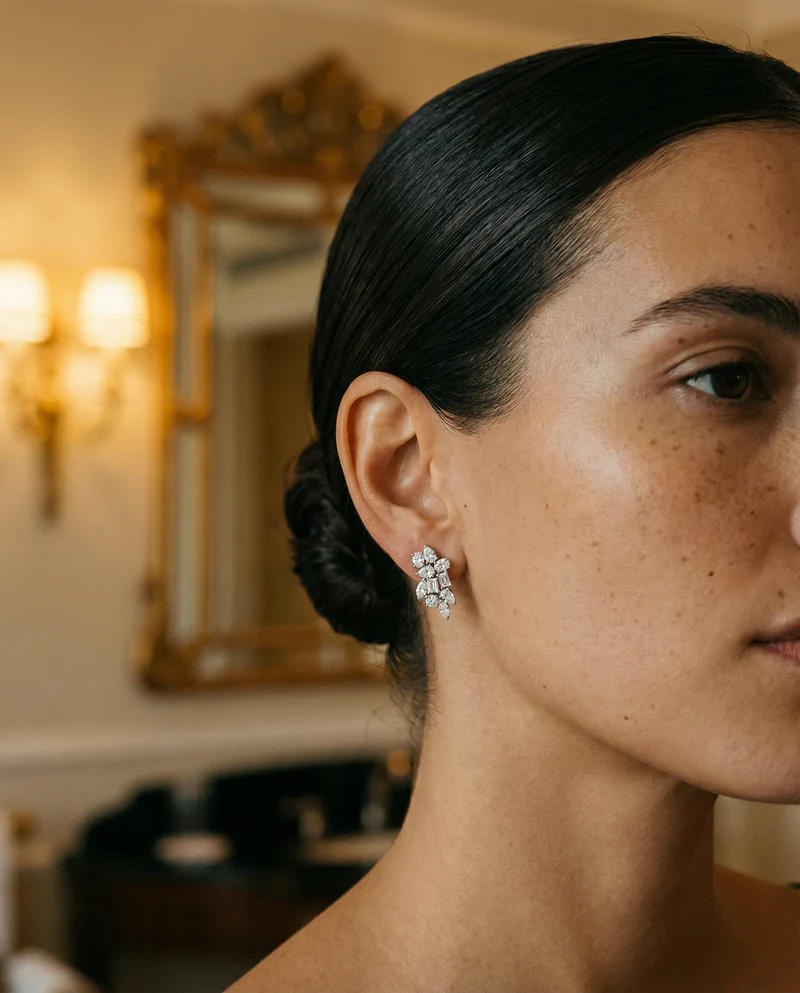 Multi Shape Diamond Cluster Drop Earrings – 14K Gold | VS Clarity Lab Grown Diamonds