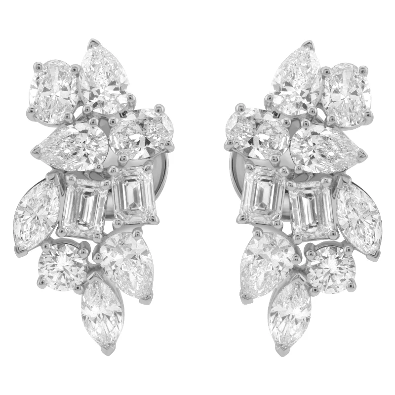 Multi Shape Diamond Cluster Drop Earrings – 14K Gold | VS Clarity Lab Grown Diamonds - Image 2